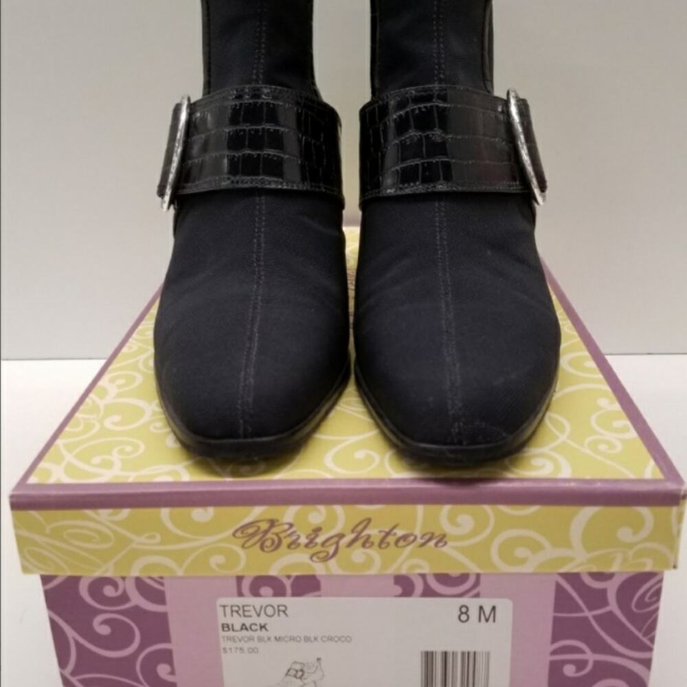 BRIGHTON TREVOR BLK MICRO BLK CROCO HEELS …